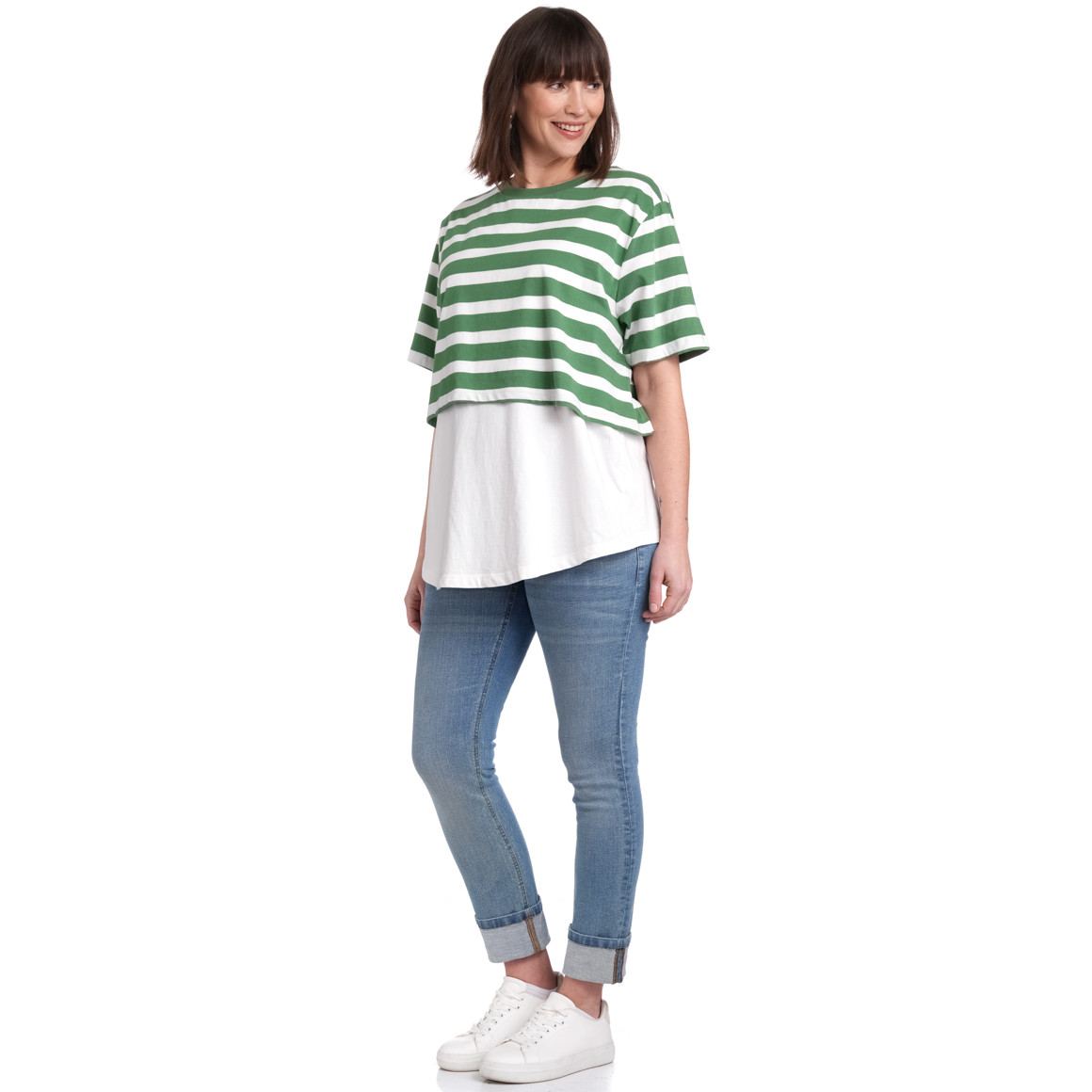 Gina Mama Damen Umstands-T-Shirt im Lagen-Look grün