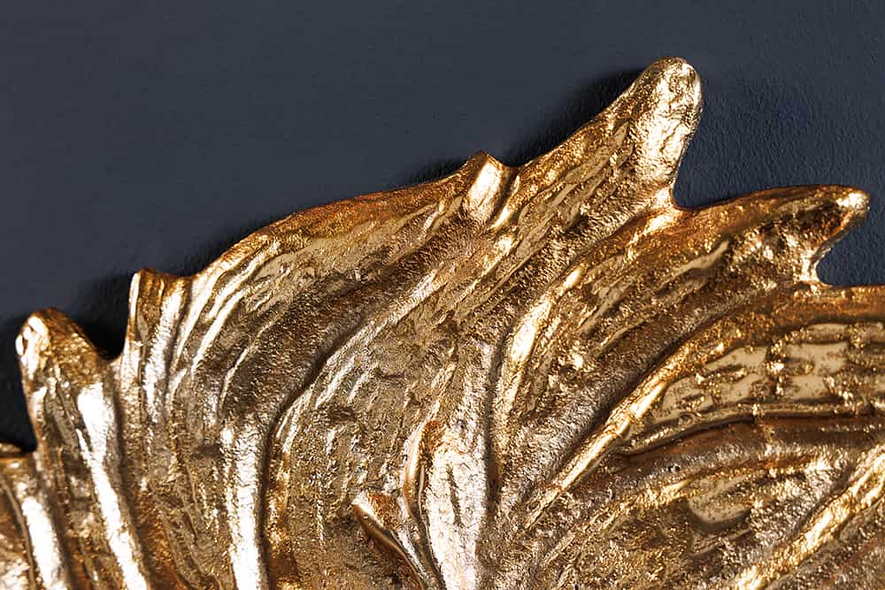Goldene Wanddeko WILDLIFE LION 35cm gold Metall Löwenkopf-Skulptur handmade