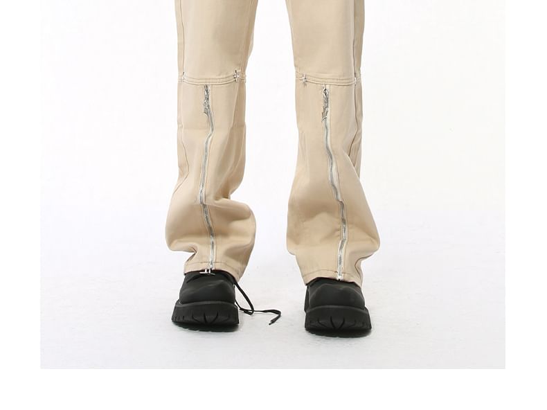 FAERIS - Hoge taille effen broek met rechte pijpen en rits