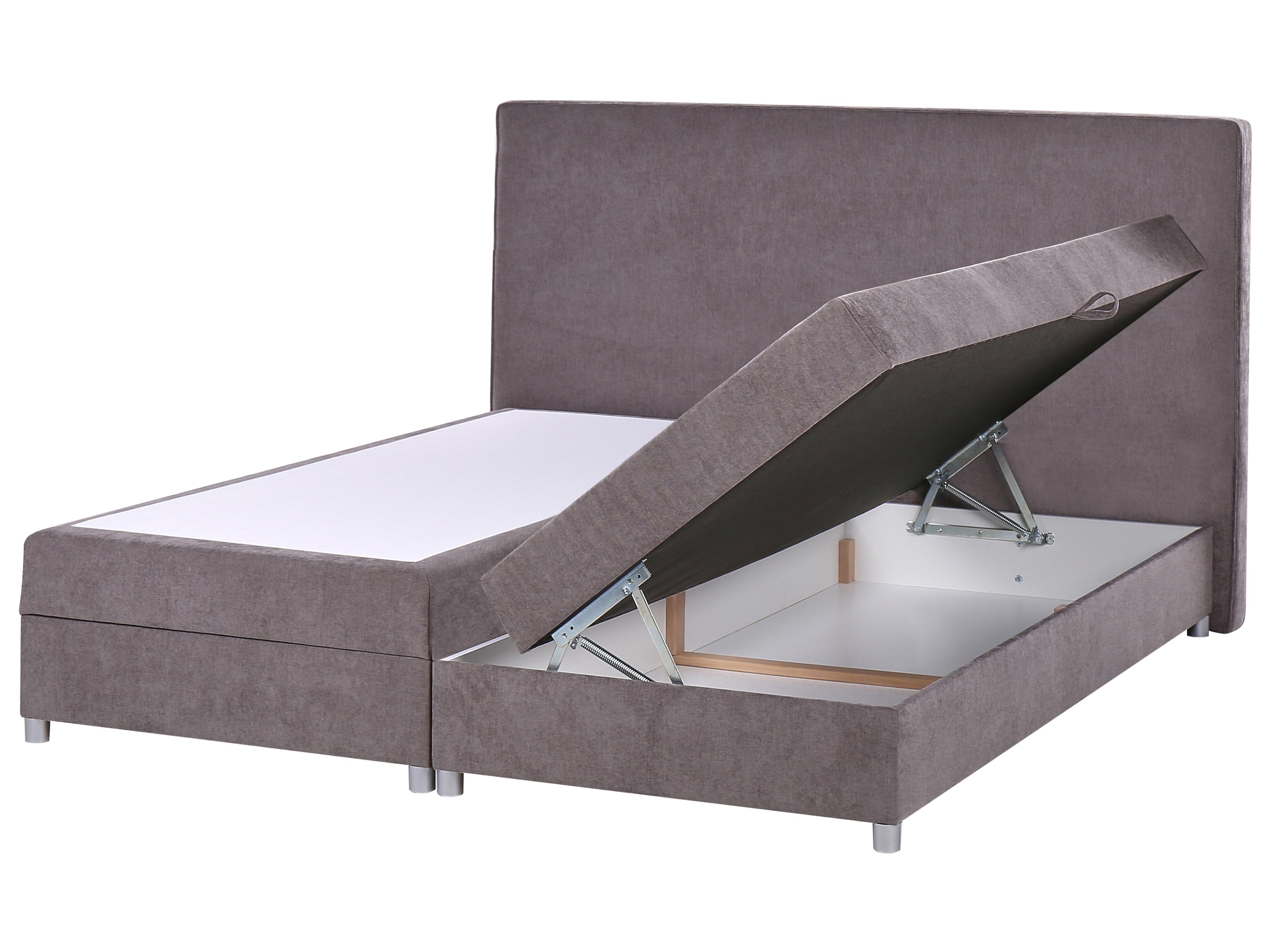 Boxspring met opbergruimte Stof MINISTER 180 x 200 cm Taupe