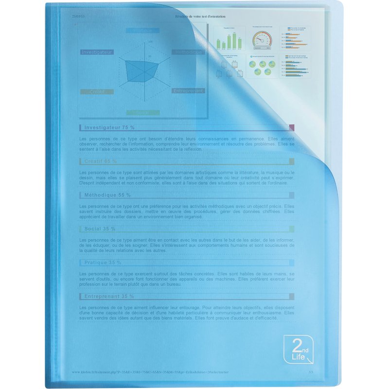 Protège-documents 2ND Life Oxford polypropylène A4 40 pochettes - 80 vues couleurs assorties
