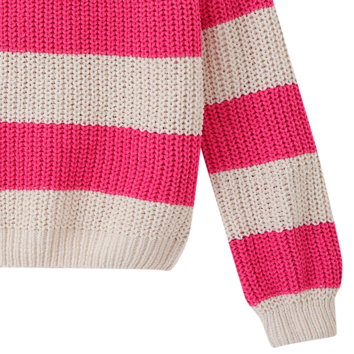 Yigga Mädchen Strickpullover mit Blockstreifen pink / creme