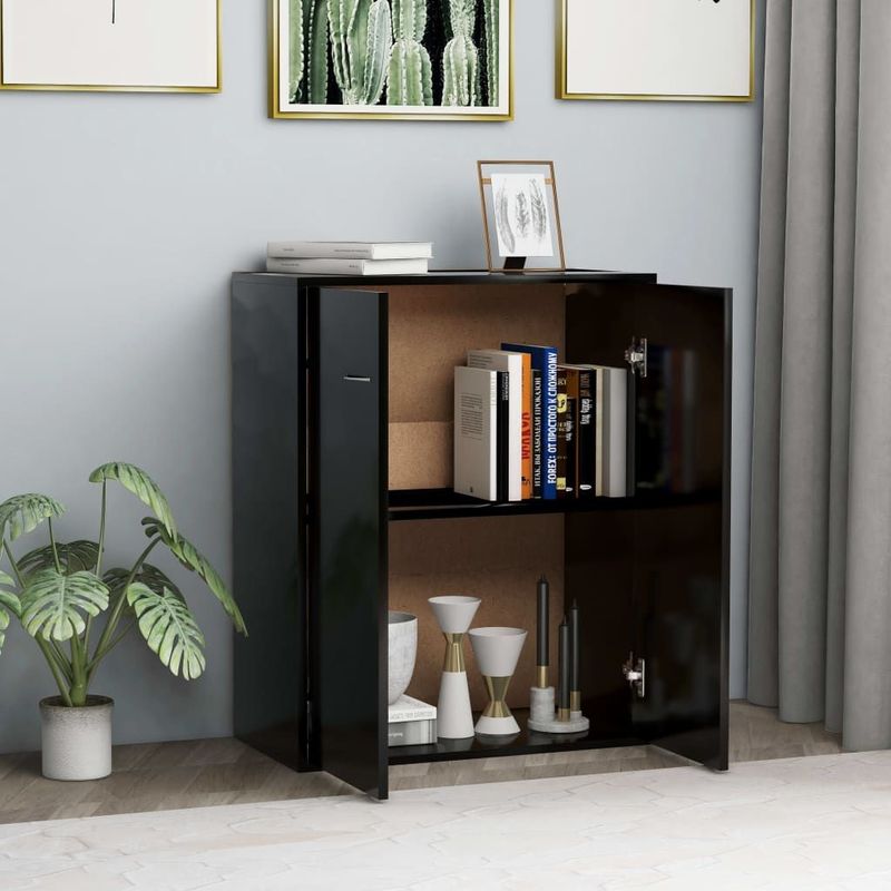 vidaXL - Dressoir - Zwart - Bewerkt Hout - 2 Vakken