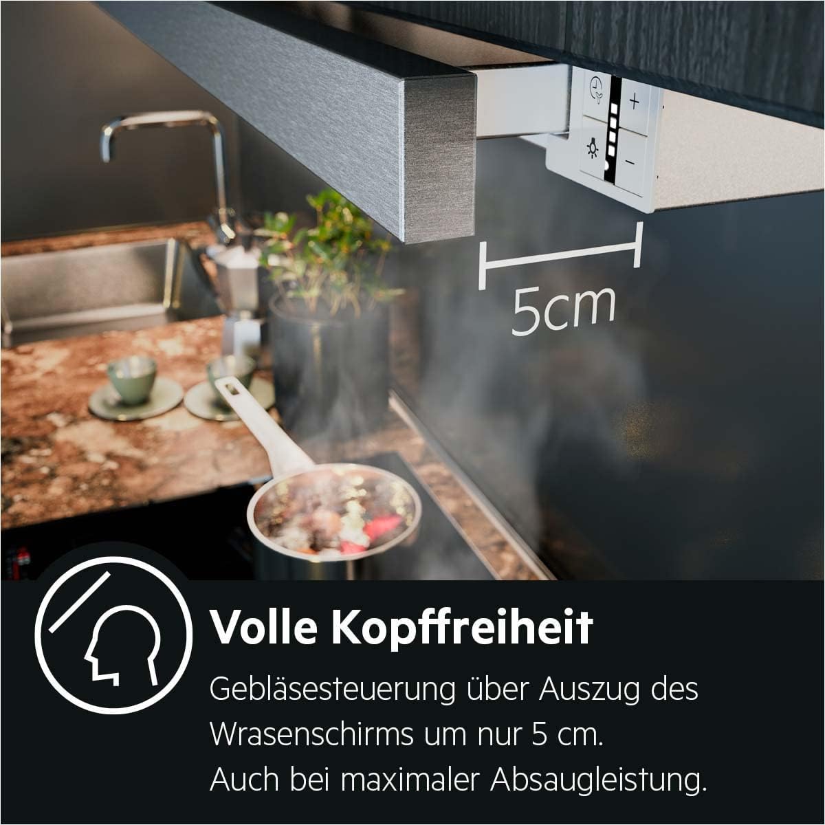 AEG DPS362AS Flachschirm-Dunstabzugshaube / Abluft oder Umluft / 60cm / Grau / max. 215 m³/h / min. 58 – max. 71 dB(A) / C / Kurzhubtasten / Grau