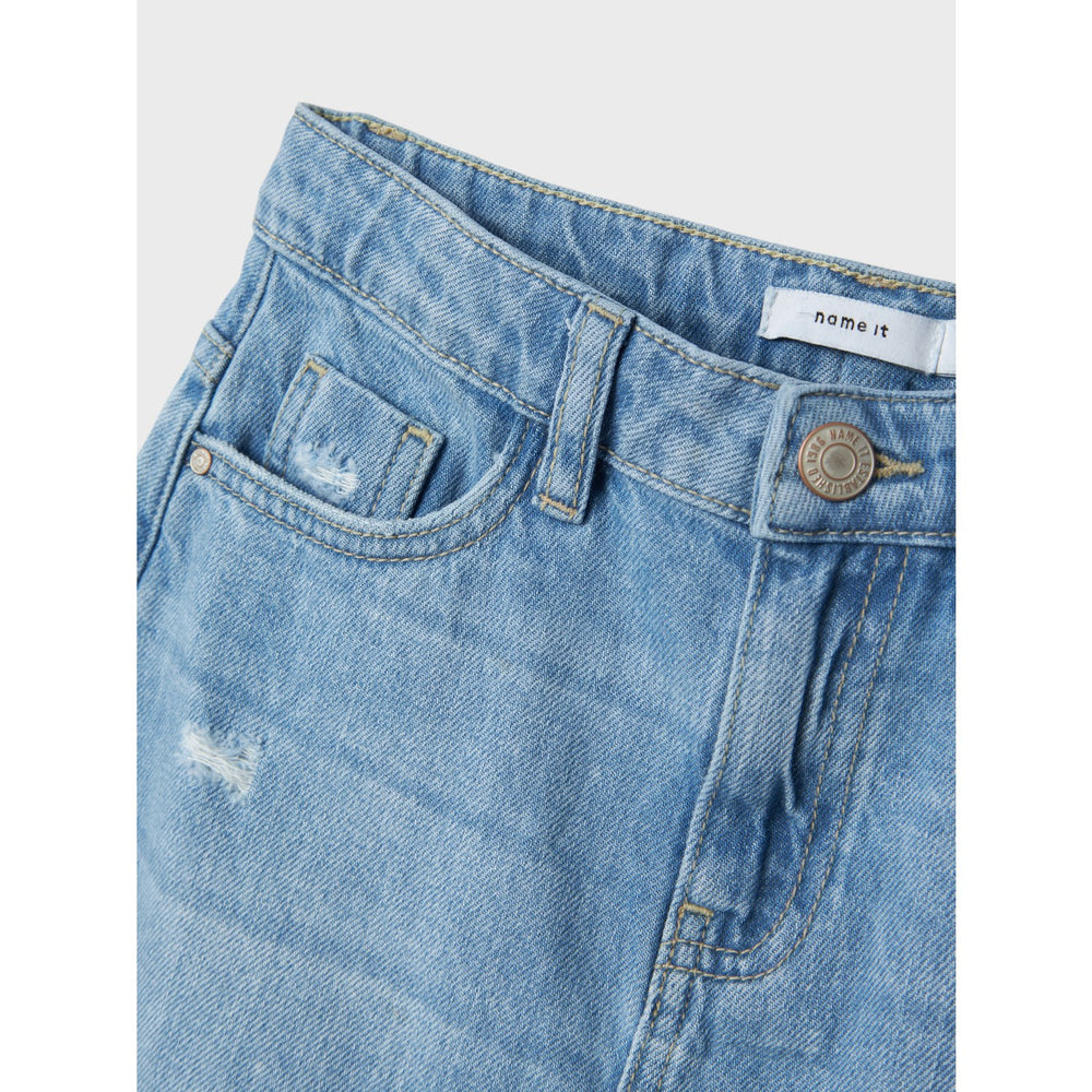 Køb Name It Light Blue Denim Kat Denim Lang Nederdel Noos