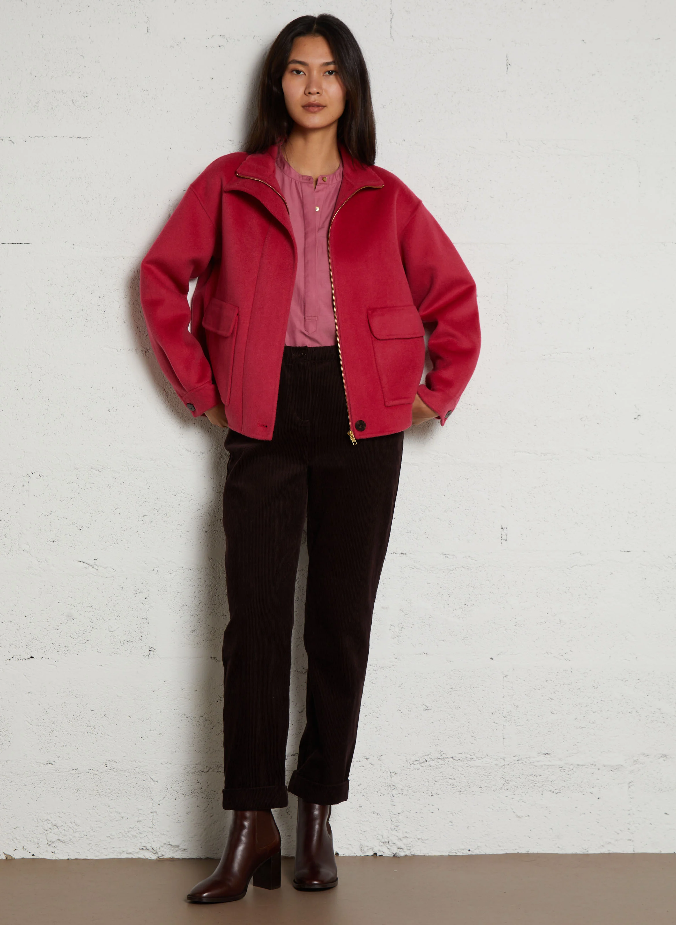 RIG - Manteau droit en laine | Beige