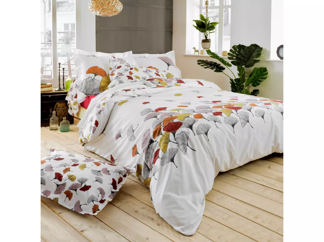 Taie de traversin 140x43 cm Percale pur coton GINKGO Rose