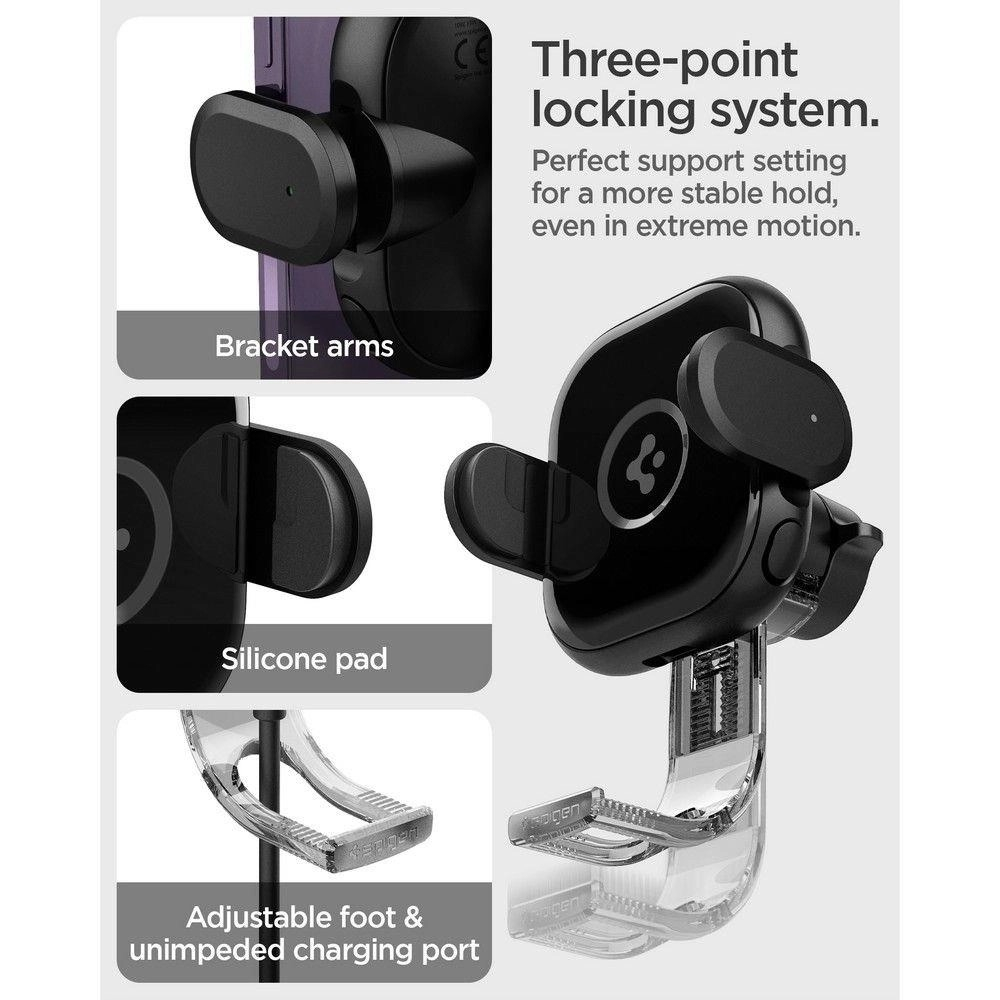 (15W) OneTap Qi Wireless Auto KFZ Smartphone Halterung Ladegerät für Lüftungsgitter mit Automatik Verriegelung (ACP01279) - Schwarz
