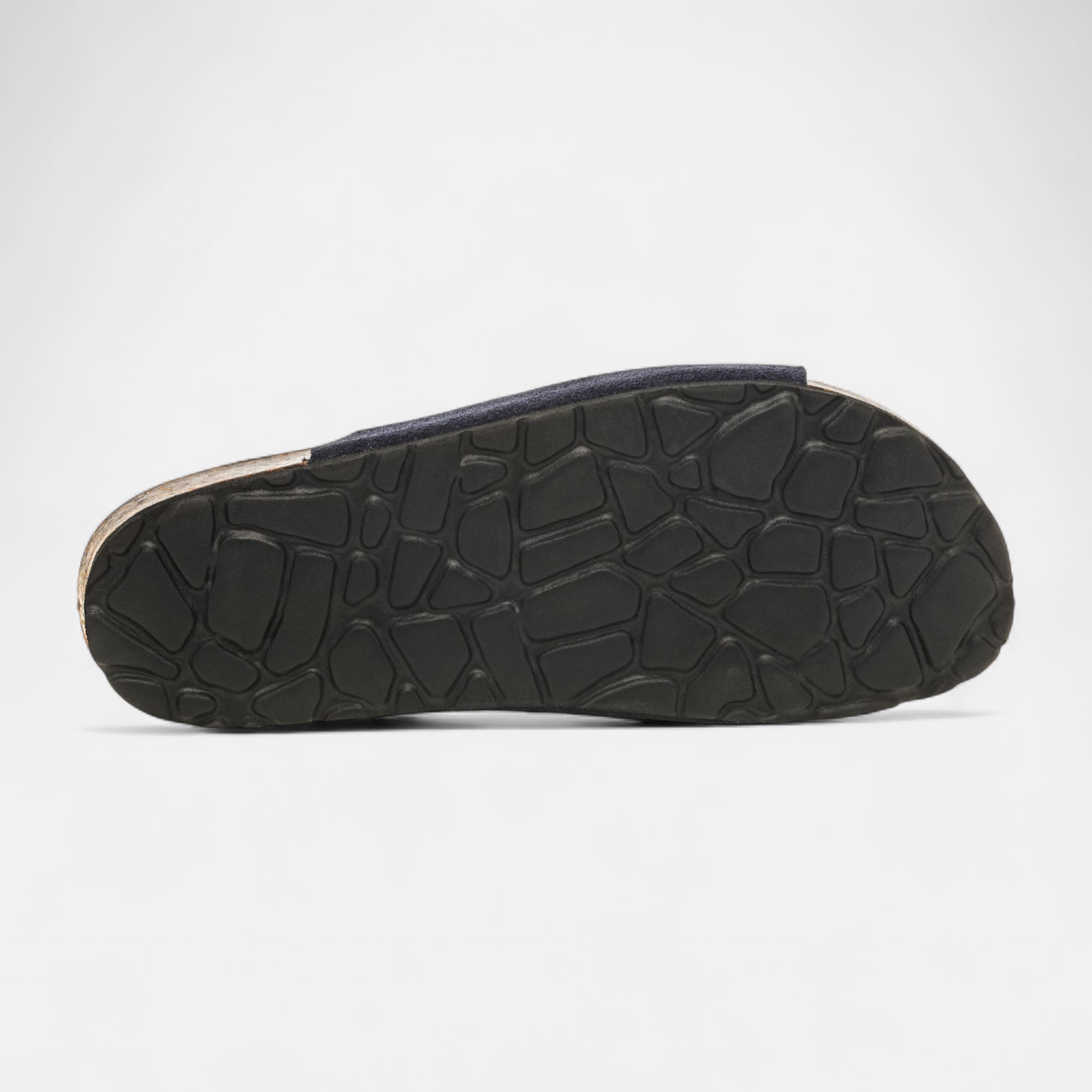 Mules semelle liège Garçon en cuir bleu marine