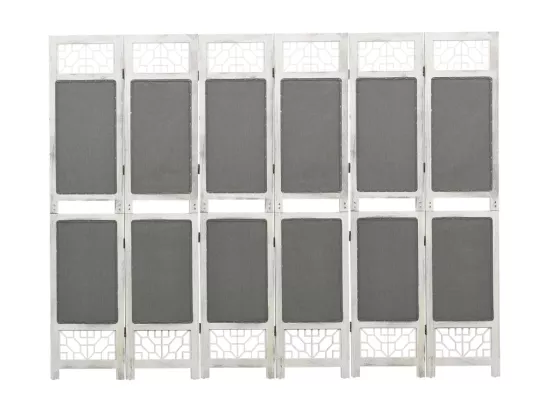 Cloison de séparation 6 panneaux Gris 210x165 cm Tissu