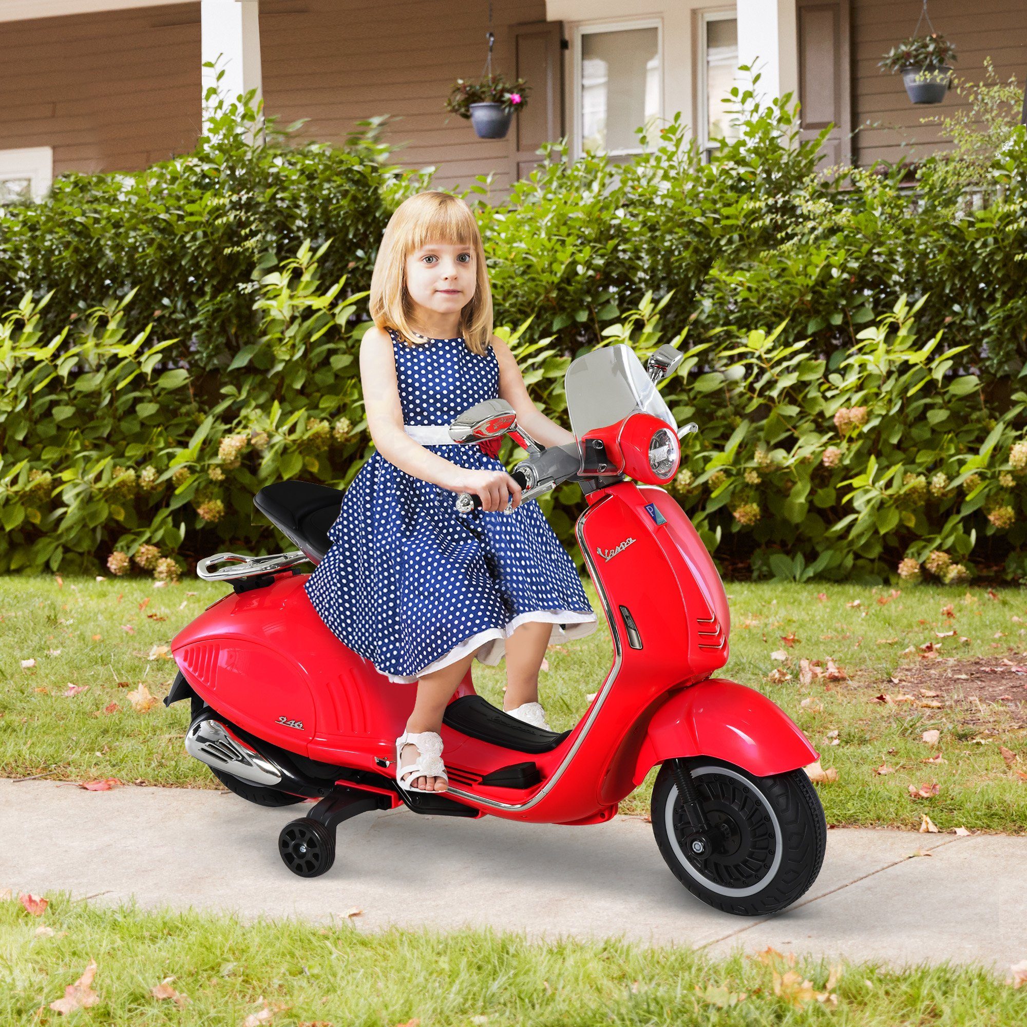 Motocicleta elétrica infantil HOMCOM com MP3, luzes e música, para crianças de 3 a 6 anos, em PP, branca, capacidade de carga de 30 kg (1 unidade), 108 cm (C) x 49 cm (L) x 75 cm (A)