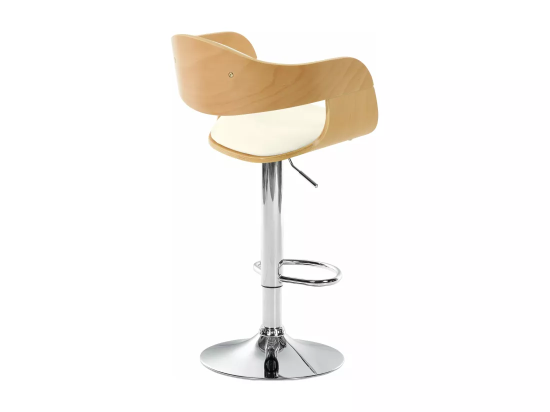 Tabouret de bar - Similicuir & Métal chromé - Nature / Blanc - Kingston