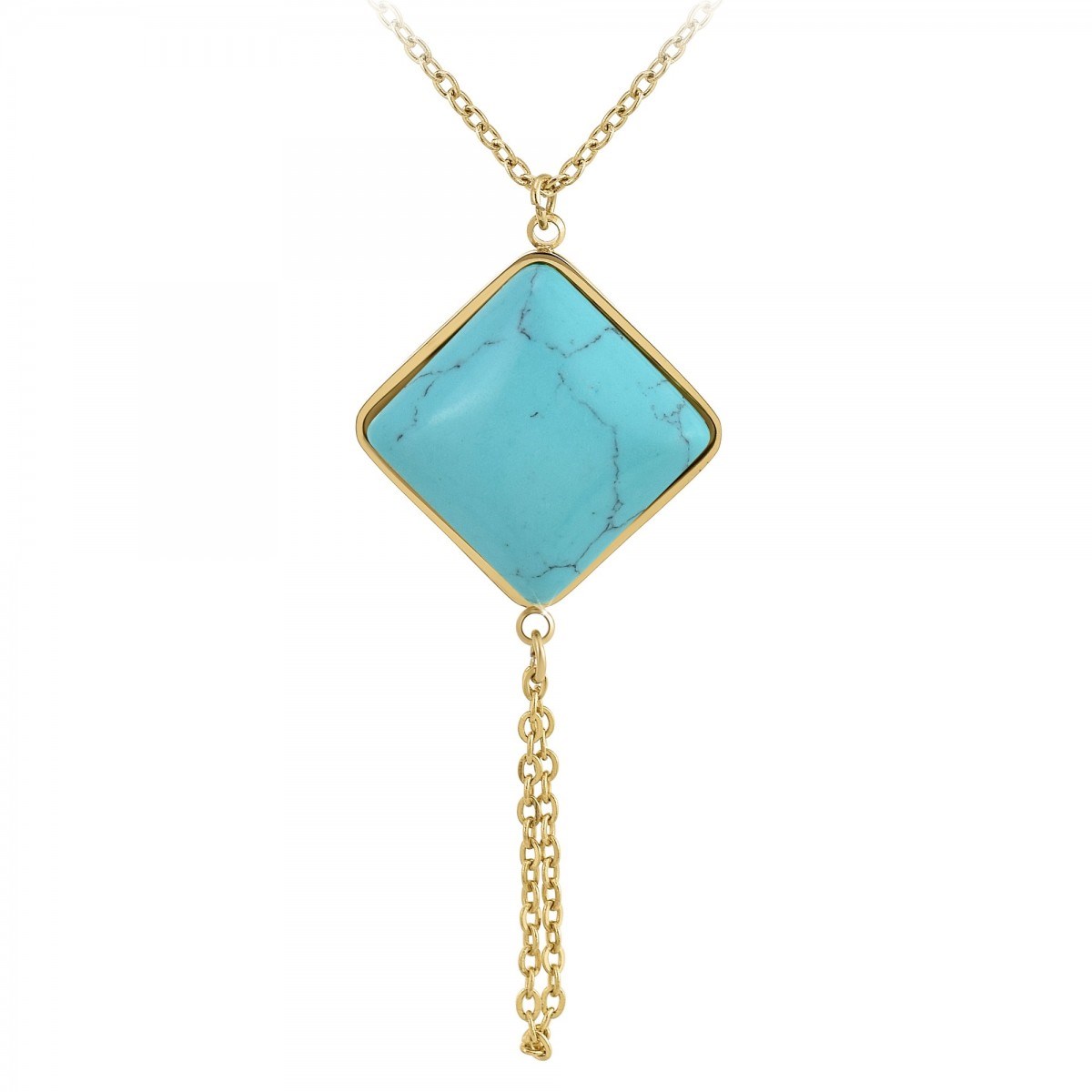 Collier SC Bohème orné d'une pierre turquoise en acier inoxydable