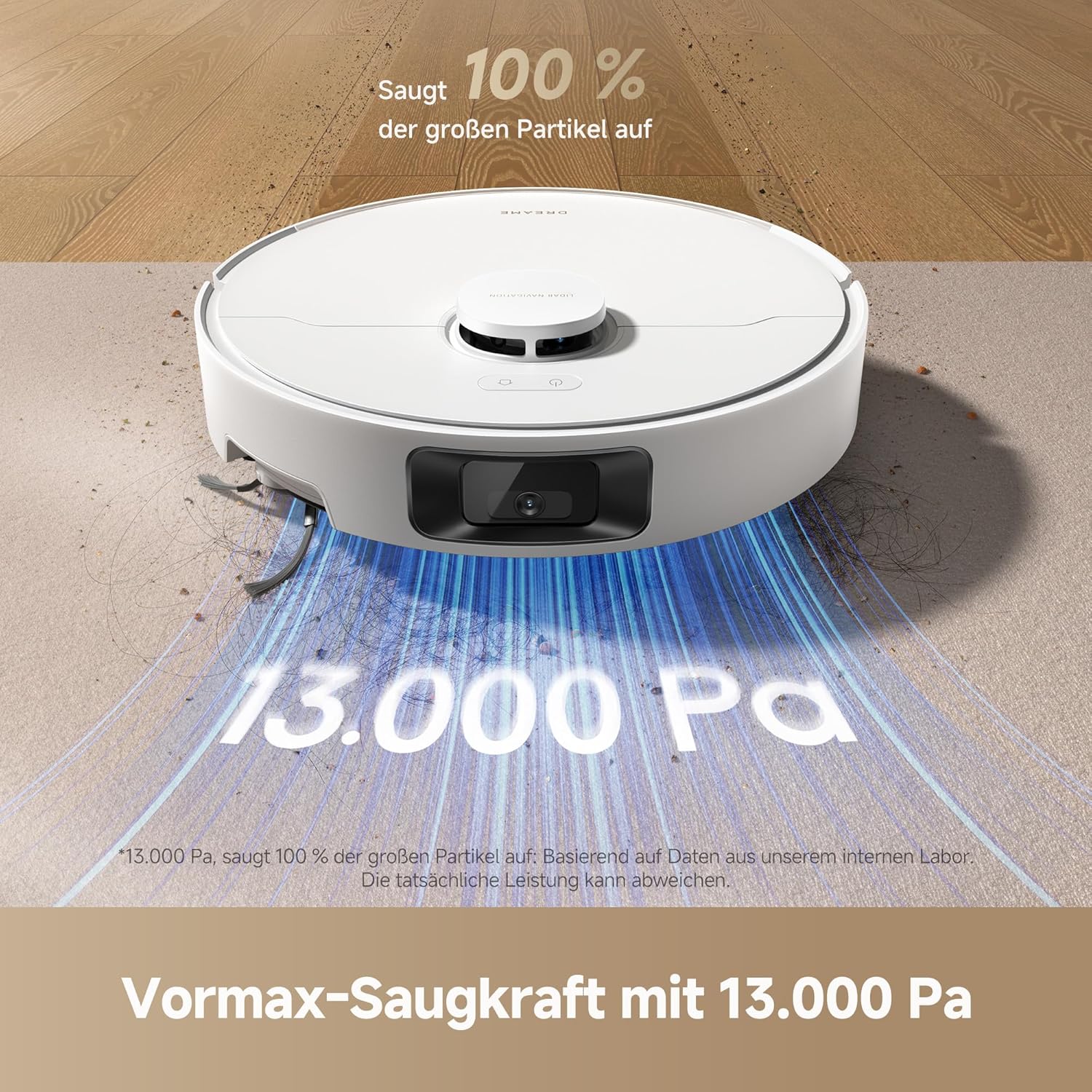 dreame D20 Pro Plus Saugroboter, 13.000 Pa Saugkraft, DuoBrush für Tierhaare, Eckenrein, Selbstentl, Hindernisverm. m. LDS-Navigation & Laser, saugt und wischt, Hartböden & Teppiche, 5.200 mAh Akku