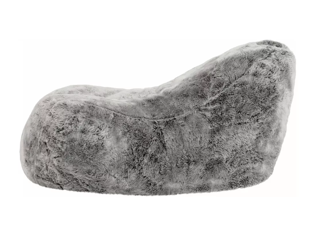 Pouf imitation fourrure gris loup - DREAM