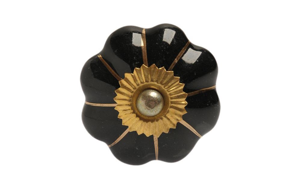 Möbelgriff handgemacht, Ø 4 cm, Schwarz/GoldMöbelknauf einfarbig
