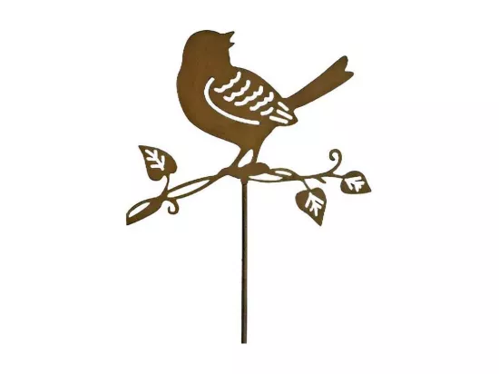 Tuteur déco oiseau sur branche en fer 36 x 102 cm