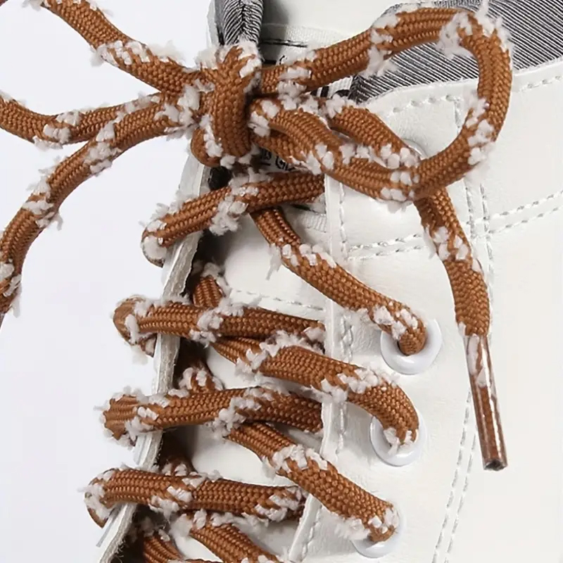 (1 Paar) 120cm Runde Schnürsenkel Klassische Sneaker Schuhbändel - Braun / Weiss