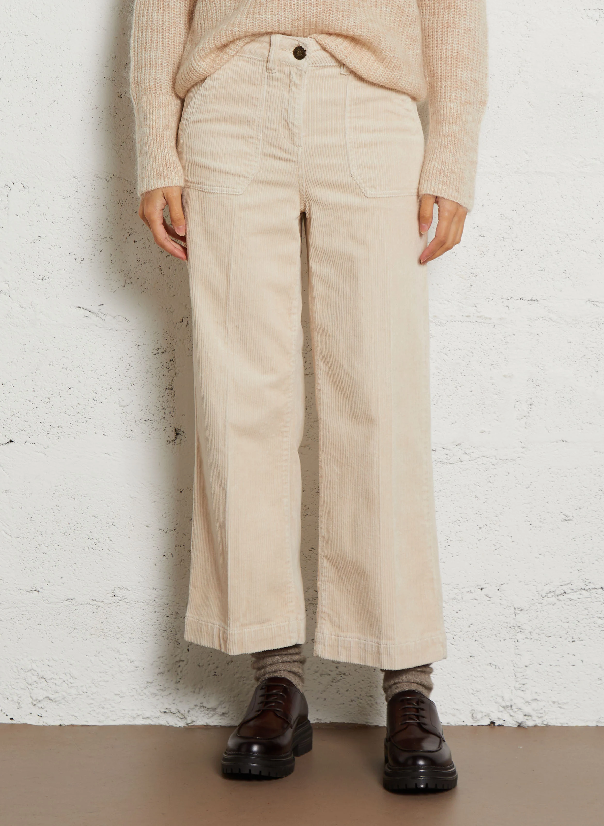SELYNA - Pantalon cropped large| Blanc