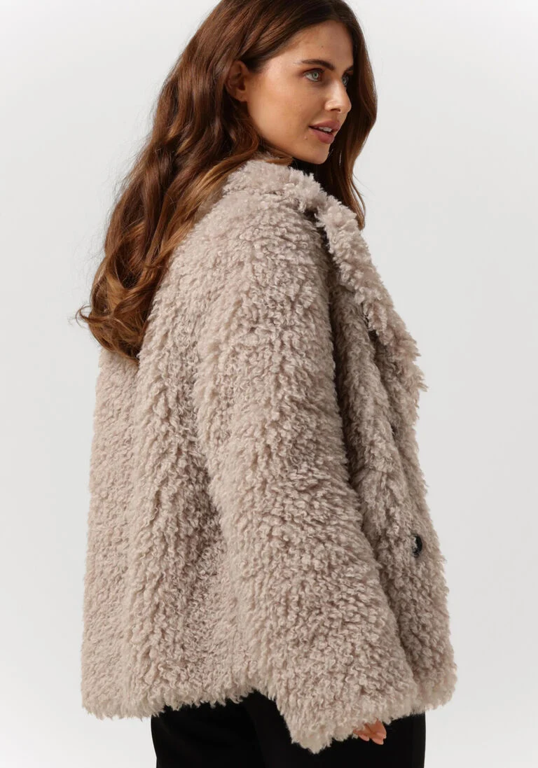 BEAUMONT taupe beaumont teddy jas curly short coat