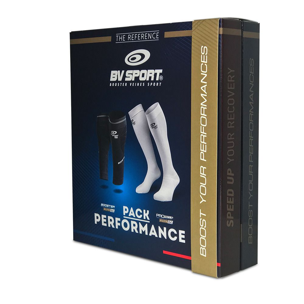BV Sport PACK PERFORMANCE ELITE - Manchons + Chaussettes noir/blanc