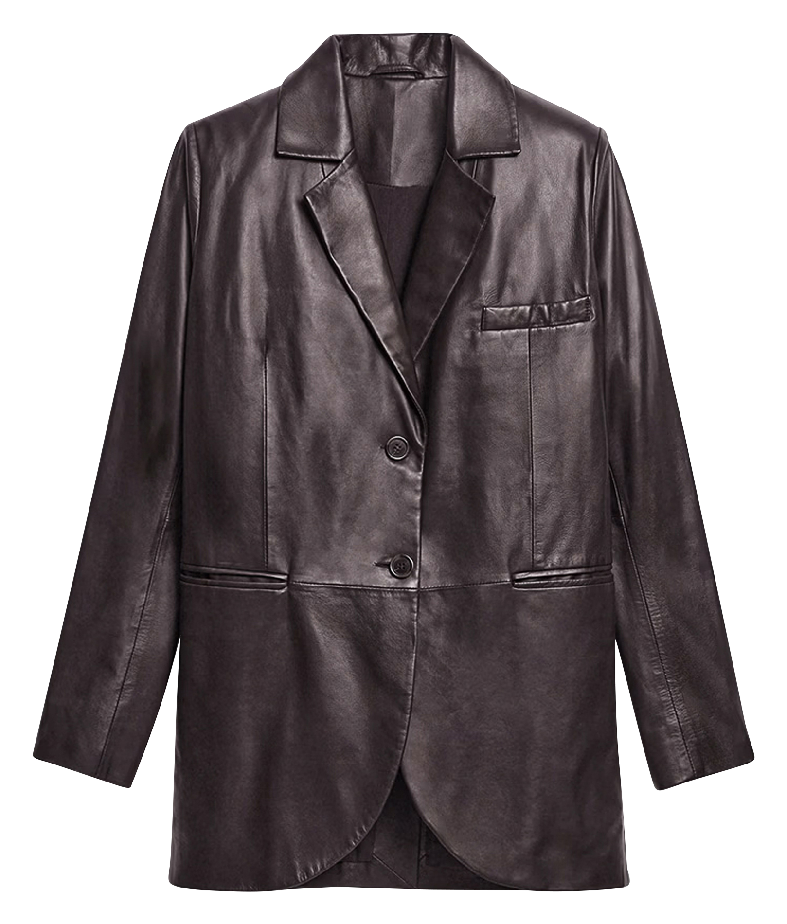 DARCO - Veste droite en cuir | Marron