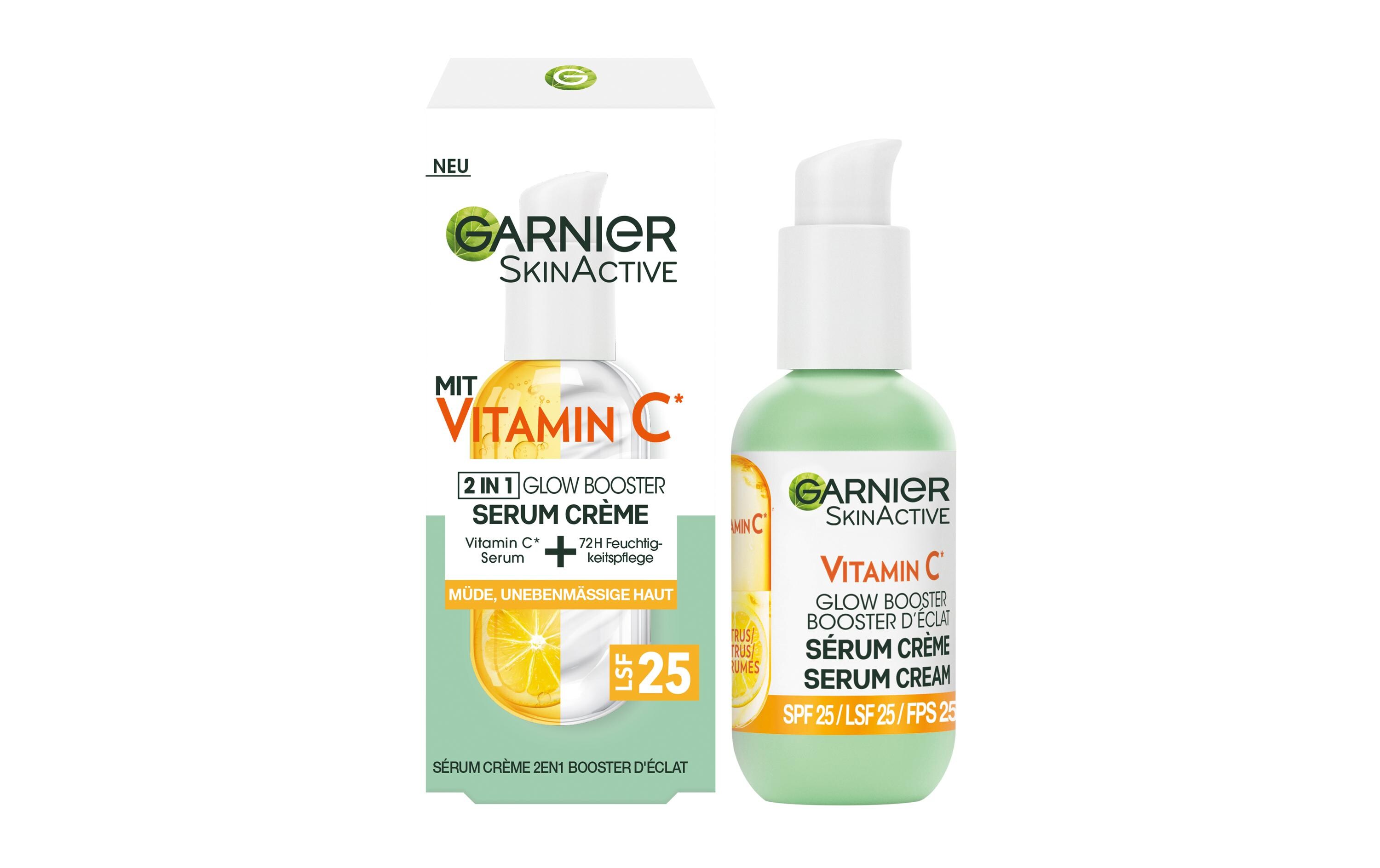 Gesichtsserum Vitamin C 50 ml2 in 1 Glow Booster Serum mit angereichertem wertvollem Vitamin C