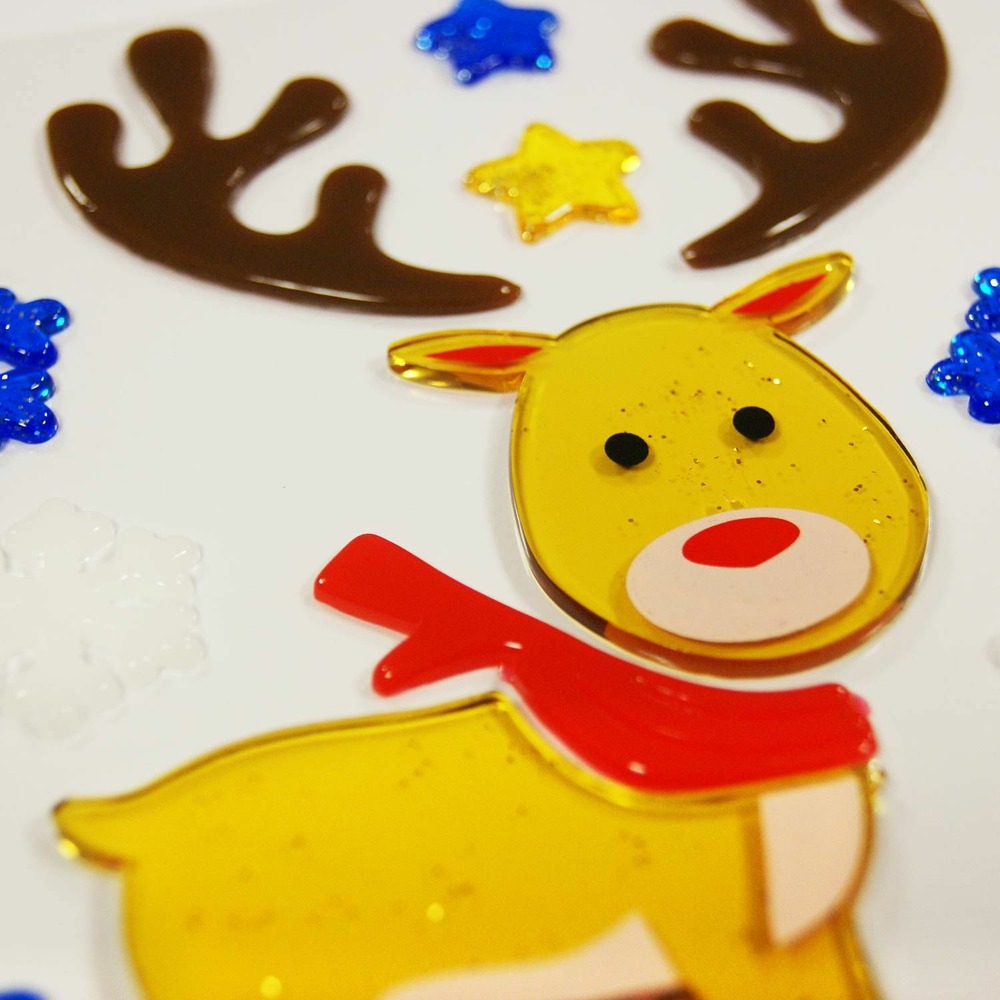 Stickers gel noël pour fenêtre - renne de noël