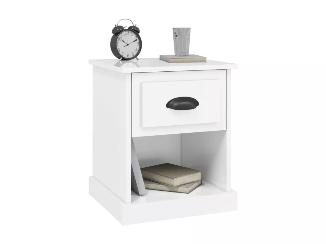 Tables de chevet 2 pièces blanc brillant 39x39x47,5 cm