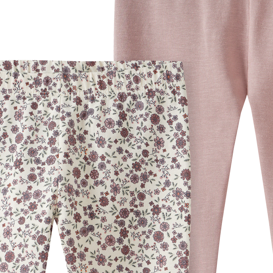 Topomini Pure Collection 2 Baby Leggings mit Blümchen hellbeige / puderrosa