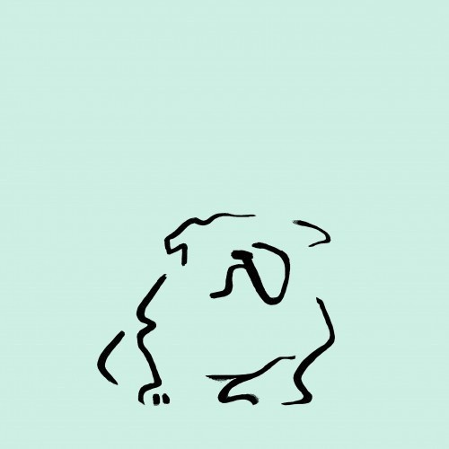 Ilustração de Bulldog sem moldura na cor menta