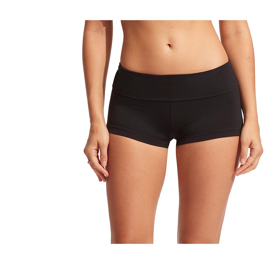 Seafolly Collective Roll Top Boyleg Bikinihose Damen schwarz