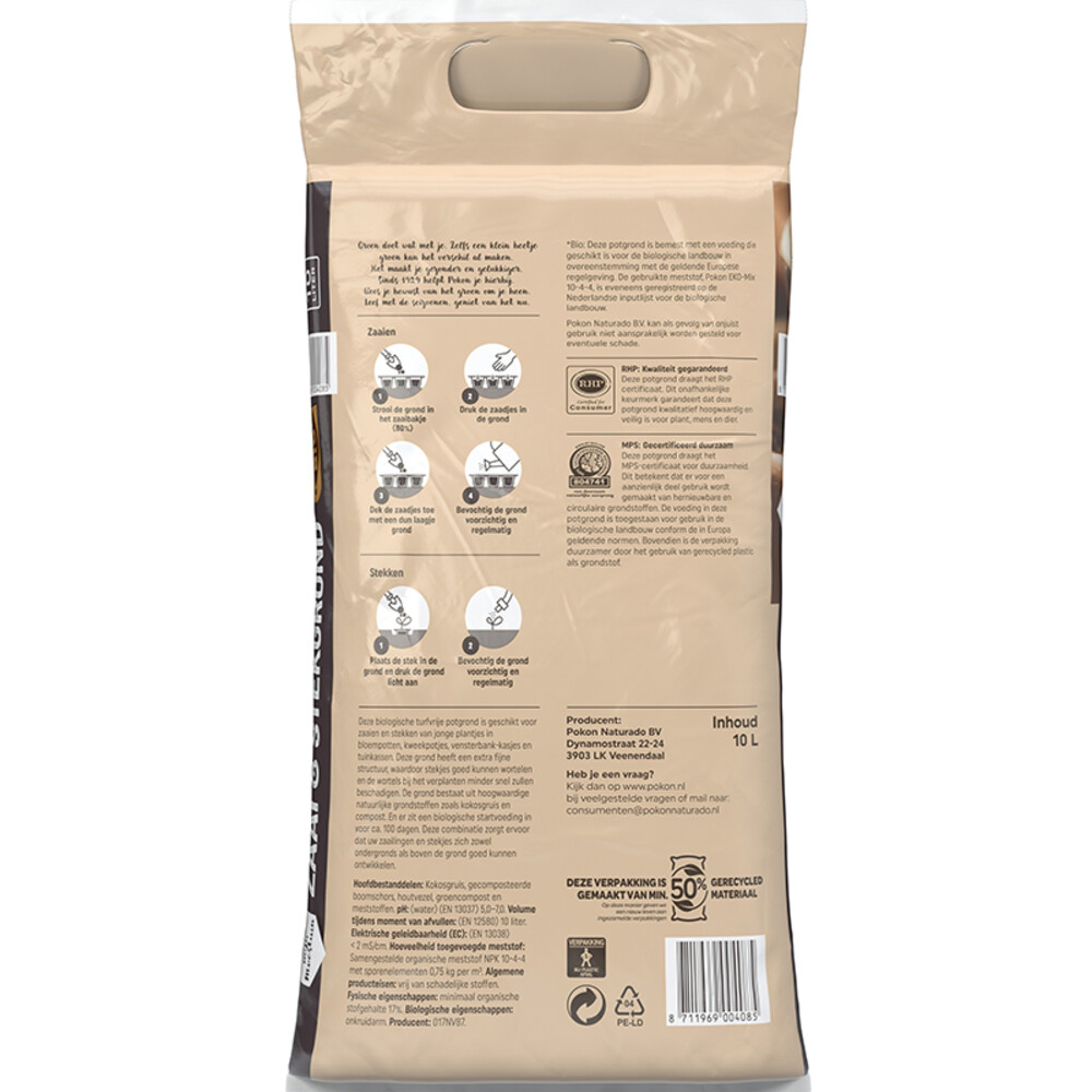 Pokon Zaai & Stekgrond Biologisch10 liter