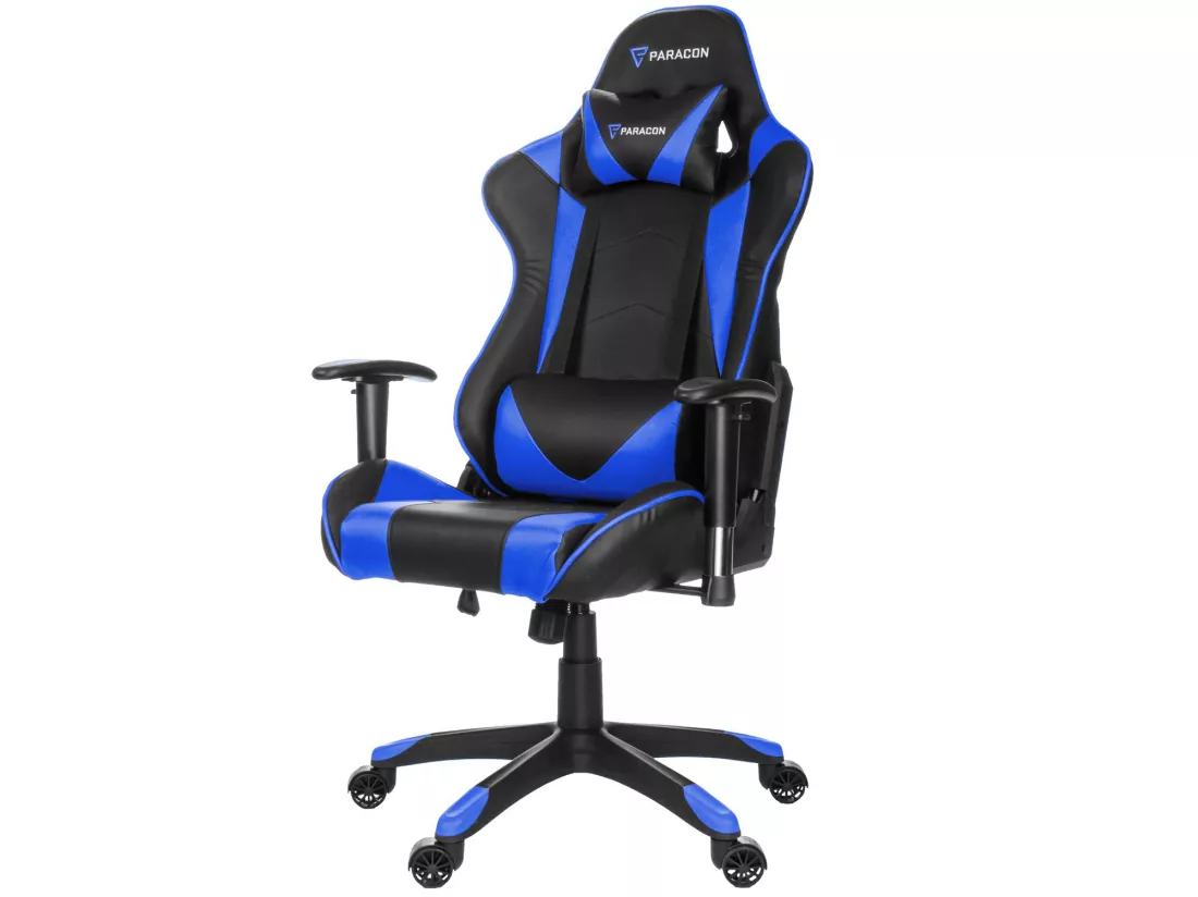 Paracon Knight Fauteuil de gamer avec oreiller cervical et soutien lombaire, bleu.