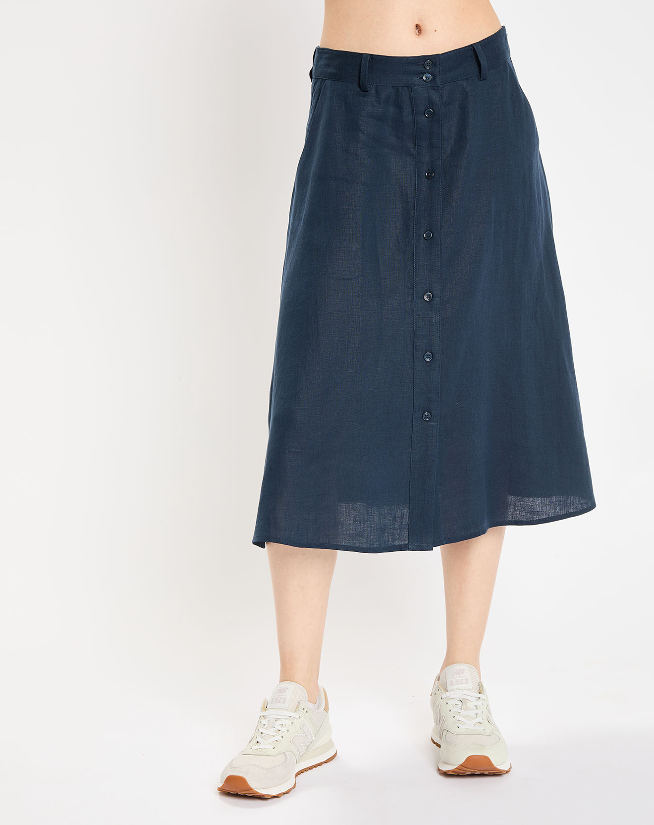 Jodhpur Jupe 100% Lin Rosy bleu marine