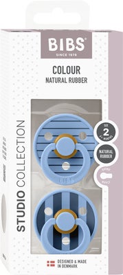 BIBS Studio Colour Smokk 2-Pack Lateks Str 2 Rund, Pin/Sky Blue Mix