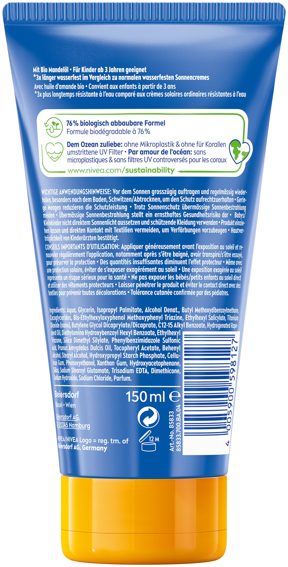 Nivea SUN Kids Protect & Play Sonnenlotion Lot LSF50  Tb 150 ml