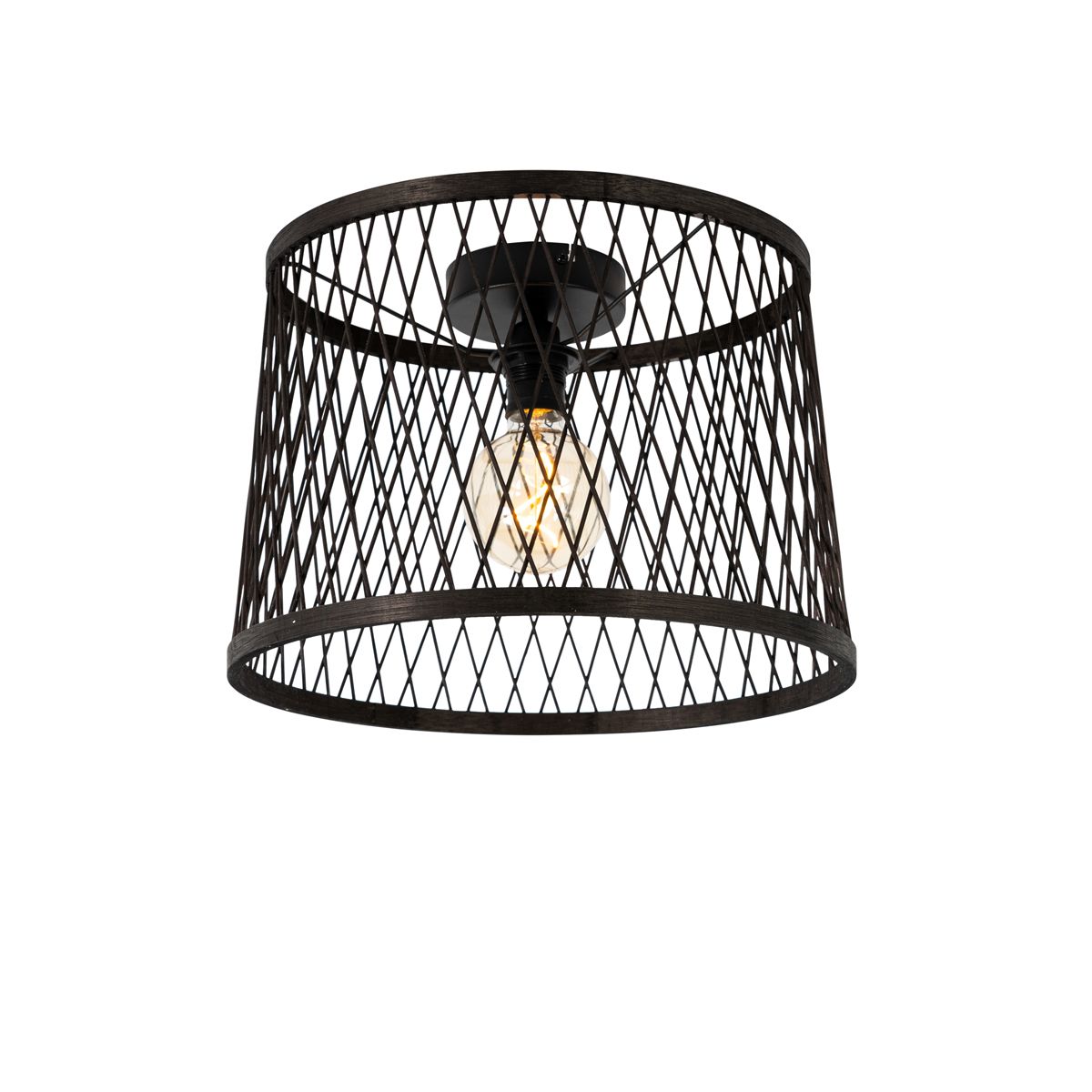 Landelijke plafondlamp zwart rotan 40 cm IP44 - Calamus