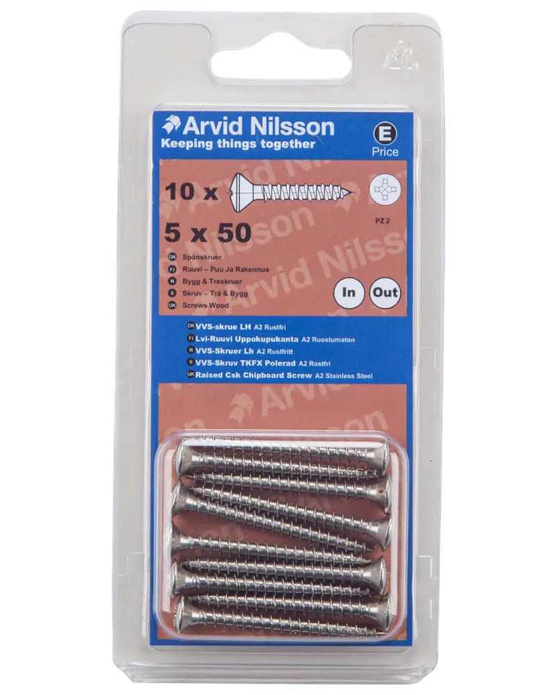 Arvid Nilsson VVS-skrue A2 5 x 50 mm 10-pak
