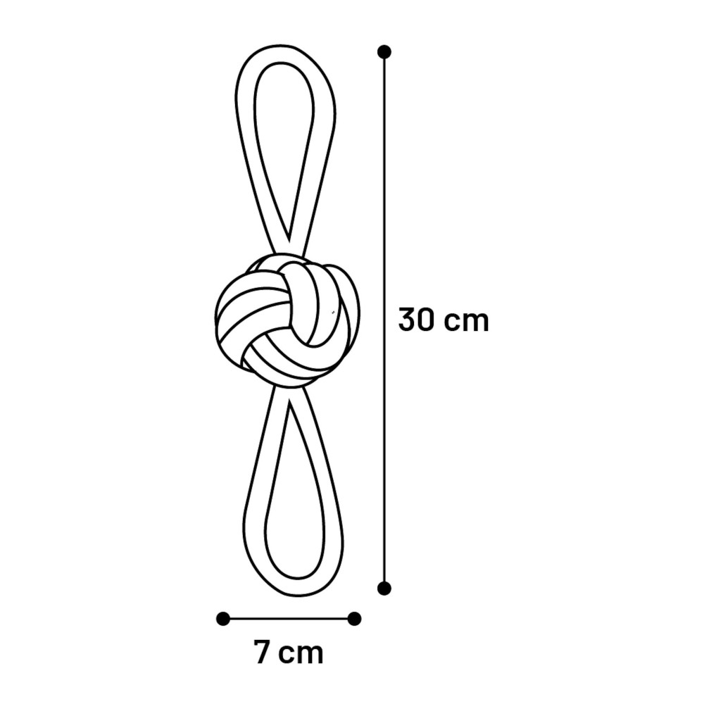 Jouet balle nouée ø 7 cm x 30 cm bleu & jaune pour chien