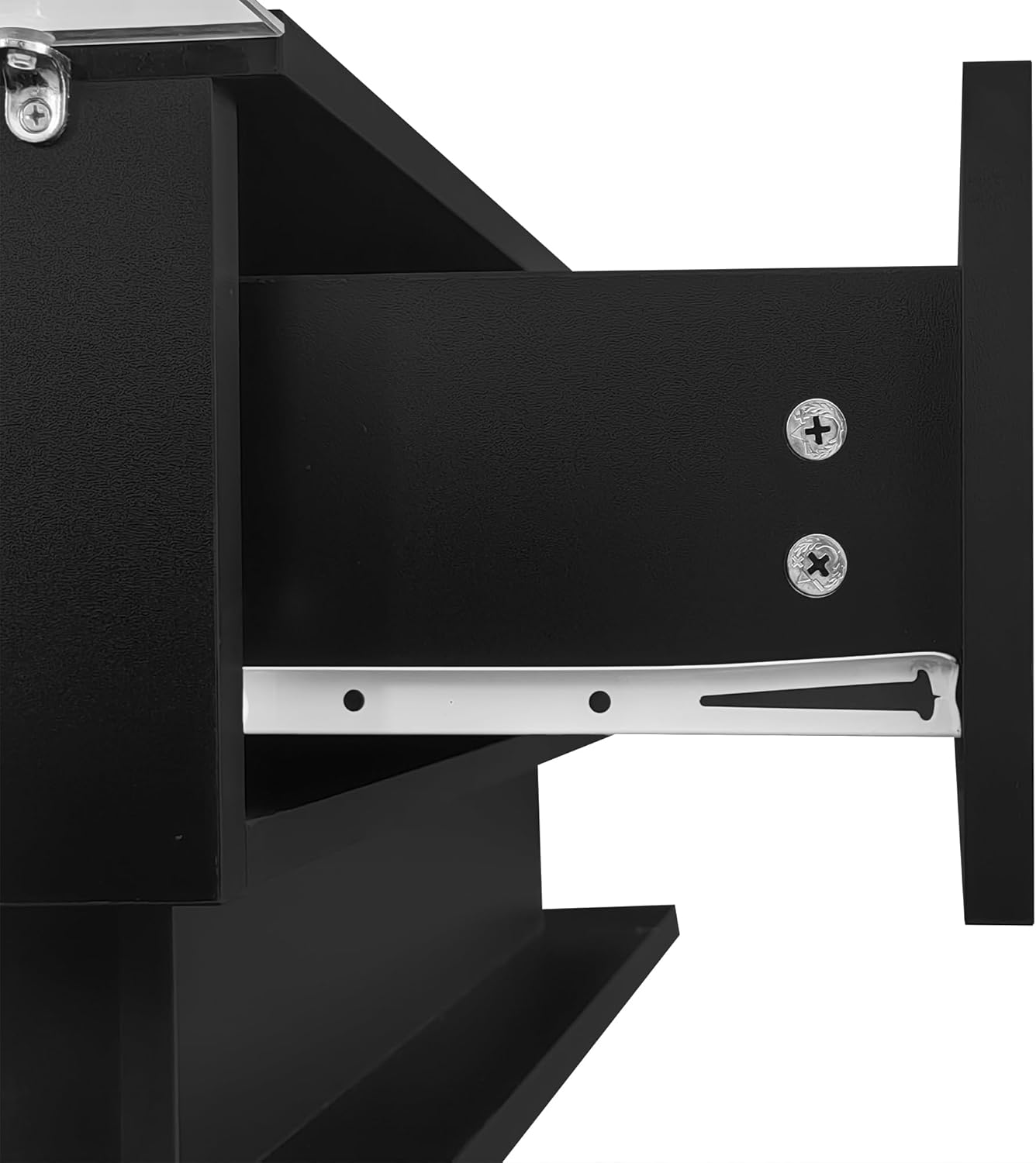 okwish Couchtisch Rechteckig, LED-Hochglanz Beistelltisch für Schlafzimmer, Wohnzimmertische mit Stauraum fürs Wohnzimmer, Beistelltisch mit Glasplatte und Schubladen, Schwarz