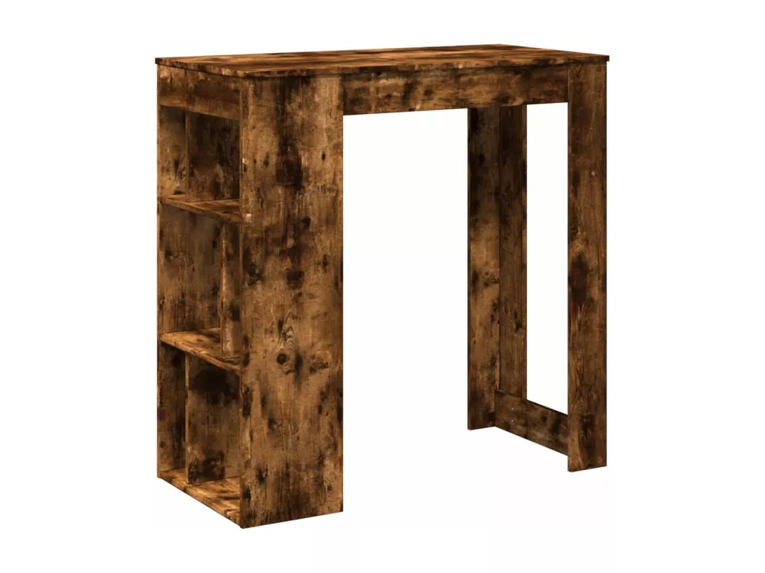 Table de bar avec étagères chêne fumé bois d'ingénierie