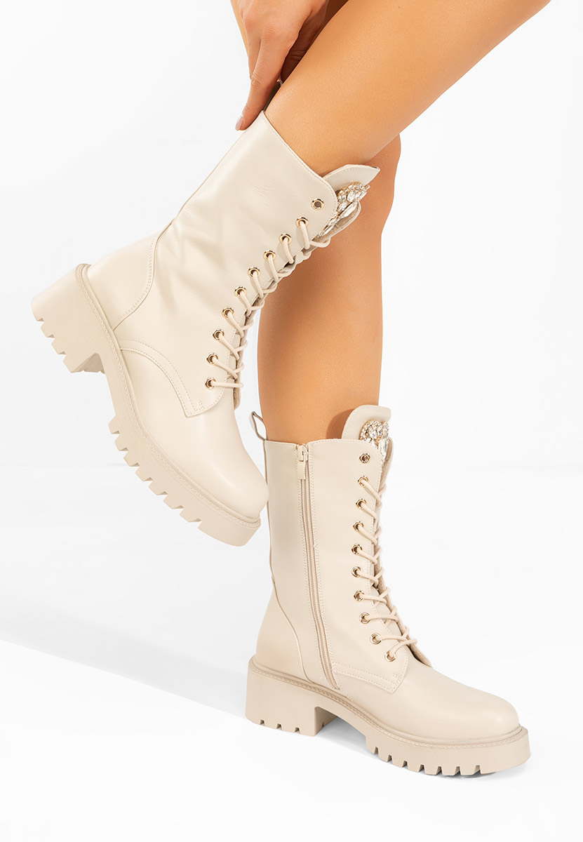 Bottines rangers femme beige Noblesa V2