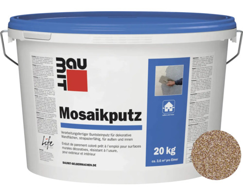 Baumit Mozaïekpleister M312 Gebruiksklare Dunne Laag Toplaag Wit-Bruin-Geel 20 kg