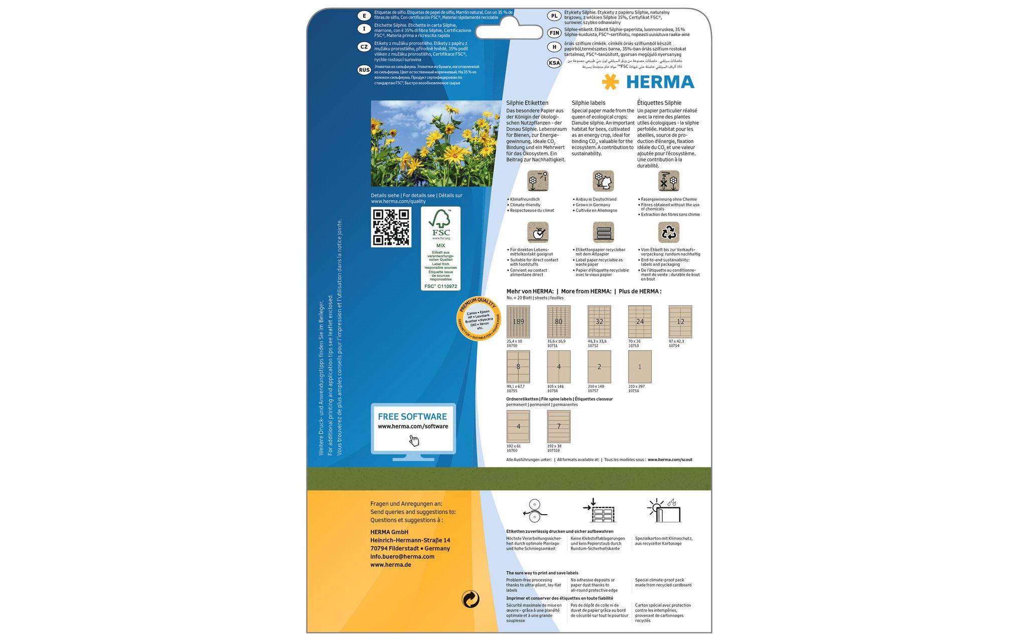 Universal-Etiketten 48.3 x 33.8 mm, 20 Blatt, BraunSilphieetiketten