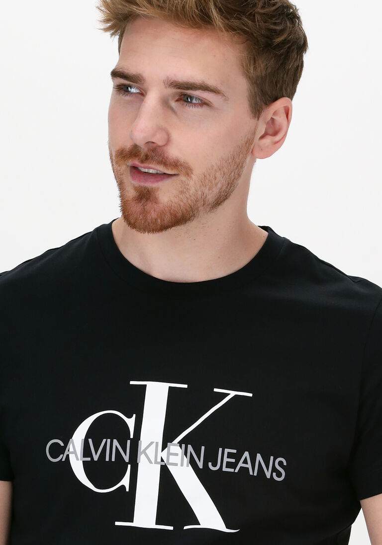 CALVIN KLEIN zwarte calvin klein t-shirt iconic monogram ss slim tee