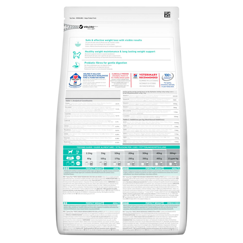 Hill's Science Plan Hondenvoer Adult Perfect Weight Medium Kip12 kg