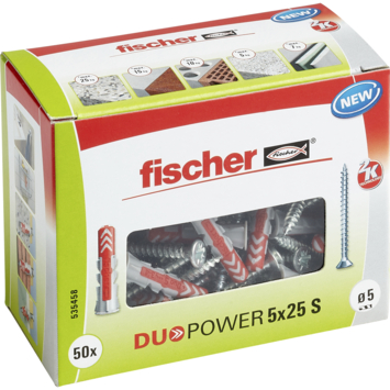 Fischer Universeelplug DuoPower 5x25mm met schroef 50 stuks
