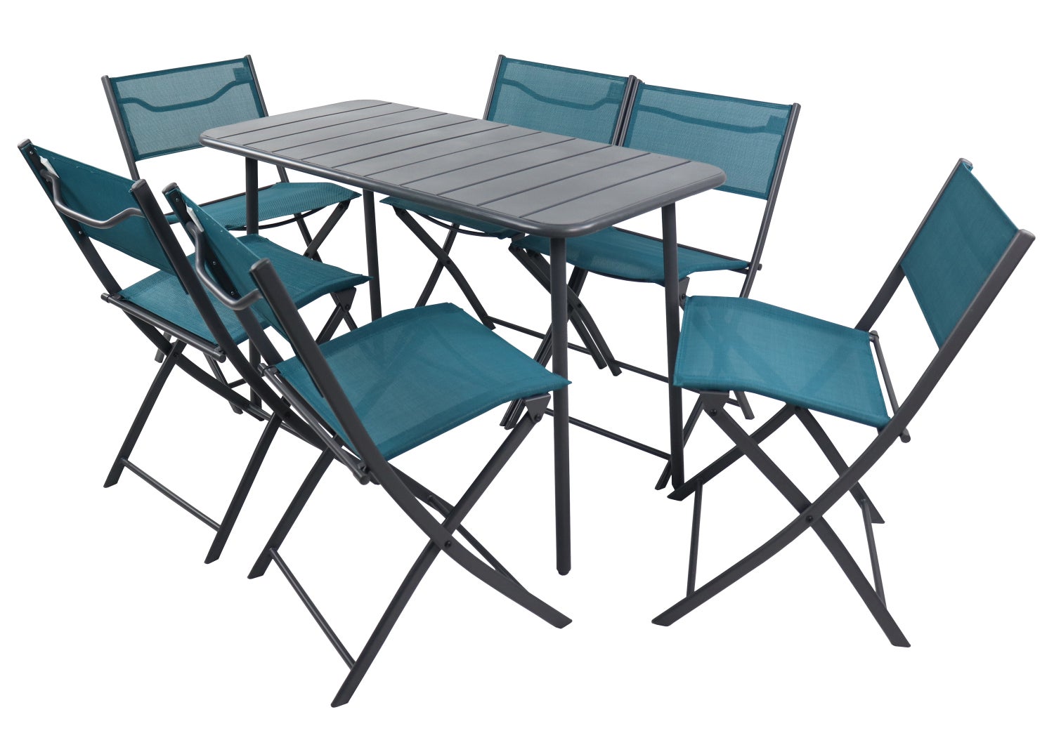 7-delige bistroset, balkonset, tuinset, Sumila turquoise
