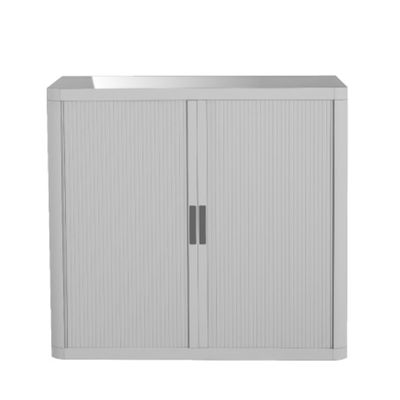 Armoire basse à rideaux EASY OFFICE - 110 x 104 x 41,5 cm - Corps et rideaux gris - Poignée anthracite